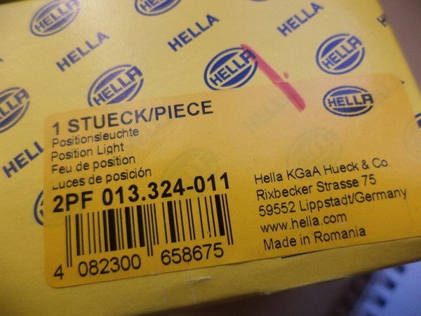 n°he228 feu lateral LED 12v 24v 2pf013324011 hella neuf DPA86