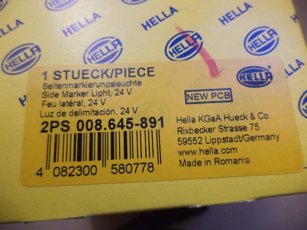 n°he231 Feu latéral gabarit Orange LED 24V poids lourd 2ps008645891 neuf DPA86