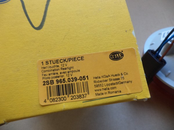 n°he234 feu arriere camping car caravane 90mm hella 2sb965039051 thk184 neuf DPA86