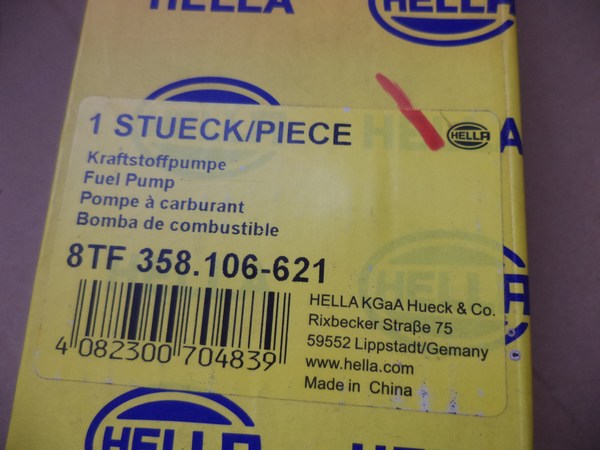 n°he284 pompe essence OPEL ASTRA G 1.6 8tf358106621 hella neuve DPA86