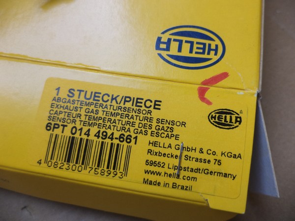 n°he289 Capteur de température d’échappement VW touareg V10 6pt014494661 hella neuf n°he289 Capteur de température d’échappement VW touareg V10 6pt014494661 hella neuf DPA86