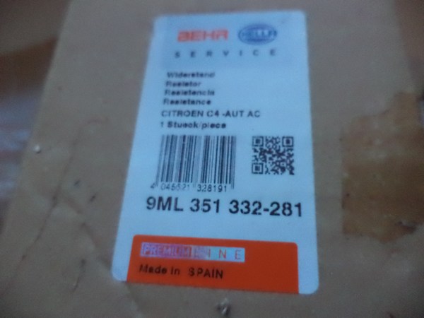 n°he301 resistance chauffage citroen C4 peugeot 307 9ml351332281 hella neuf n°he301 resistance chauffage citroen C4 peugeot 307 9ml351332281 hella neuf DPA86