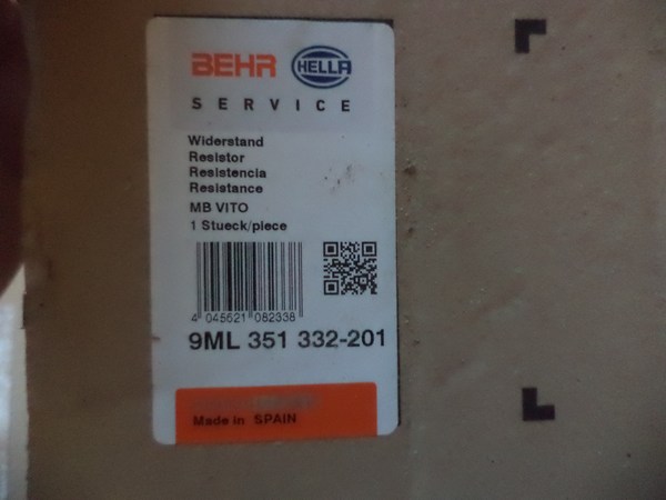 n°he306 resistance chauffage mercedes vito viano W639 9ml351332201 hella neuve DPA86