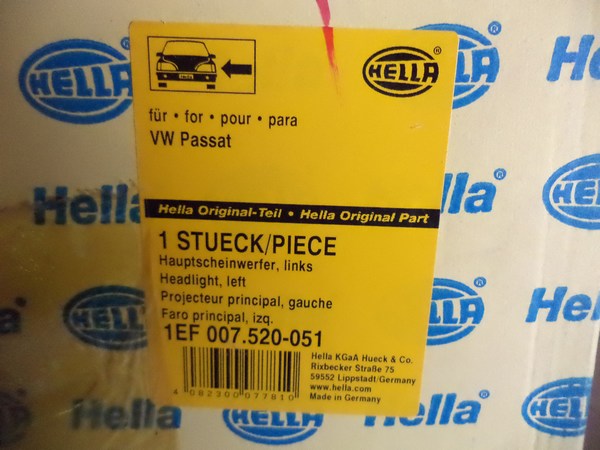 n°he351 phare gauche VW passat B5 1ef007520051 hella neuf H4 / H7 antibrouillard n°he351 phare gauche VW passat B5 1ef007520051 hella neuf H4 / H7 antibrouillard DPA86