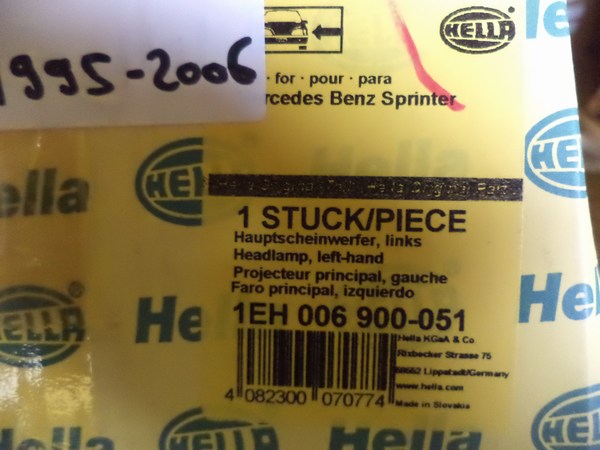 n°he354 phare gauche mercedes sprinter 1995 a 2000 1eh006900051 hella neuf DPA86