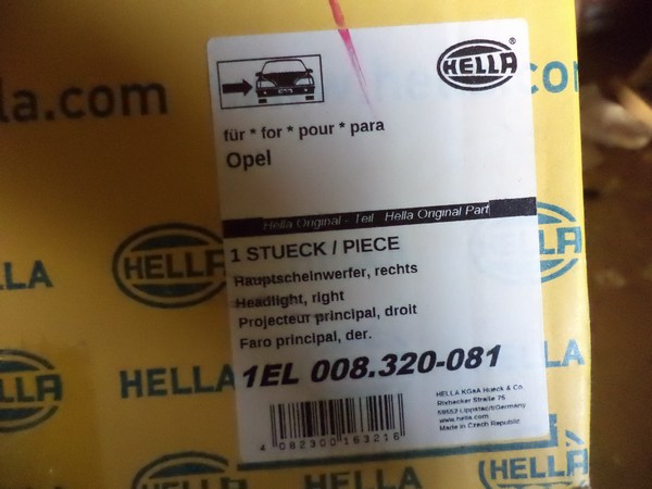 n°he358 phare droit opel signum vectra C hella 1el008320081 neuf DPA86