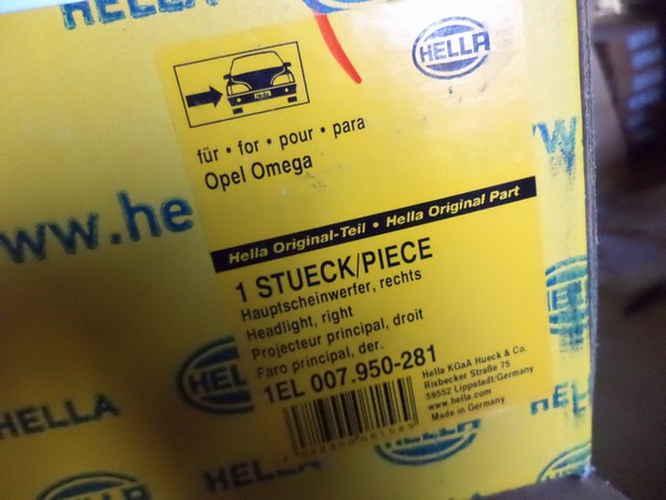 n°he360 phare droit opel omega B xenon hella 1el007950281 neuf DPA86