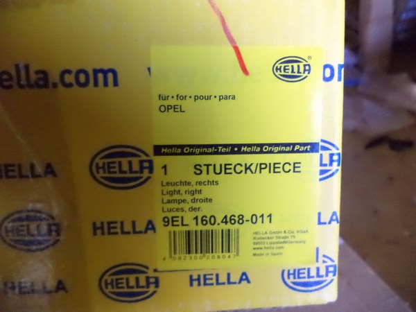 n°he362 feu droit opel astra H blanc 9el160468011 hella neuf DPA86