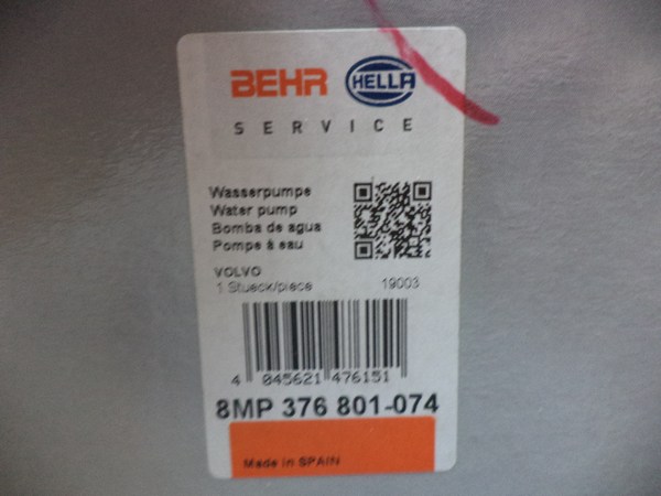 n°he417 pompe eau volvo s80 v70 s60 xc70 xc90 s40 v50 c30xc60 8mp376801074 hella neuve DPA86
