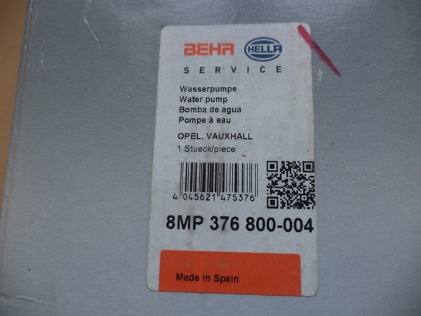 n°he420 pompe eau opel corsa astra vectra combo 8mp376800004 hella neuve DPA86