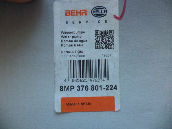 n°he422 pompe eau renault espace 3 4 laguna 2 master 2 trafic 2 8mp376801224 hella neuve n°he422 pompe eau renault espace 3 4 laguna 2 master 2 trafic 2 8mp376801224 hella neuve DPA86