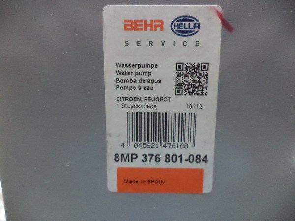 n°he423 pompe eau peugeot 205 306 405 406 806 expert 8mp376801084 hella neuve DPA86