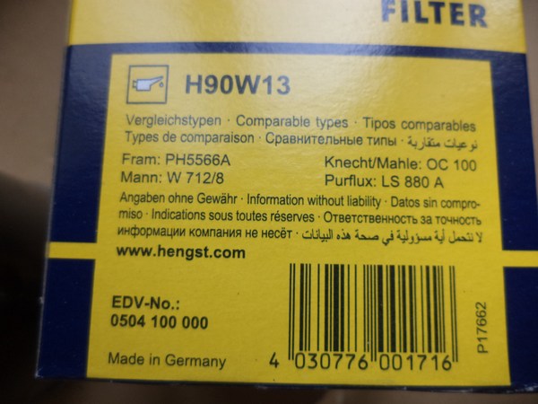 n°he446 10 x filtres huile 106 205 305 504 j5 j9 ax cx xm bx zx c15 c25 h90w13 hengst neuf n°he446 10 x filtres huile 106 205 305 504 j5 j9 ax cx xm bx zx c15 c25 h90w13 hengst neuf DPA86