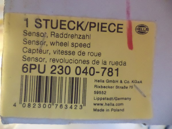 n°he470 capteur ABS avd lexus  RX toyota harrier highlander 6pu230040781 hella neuf DPA86
