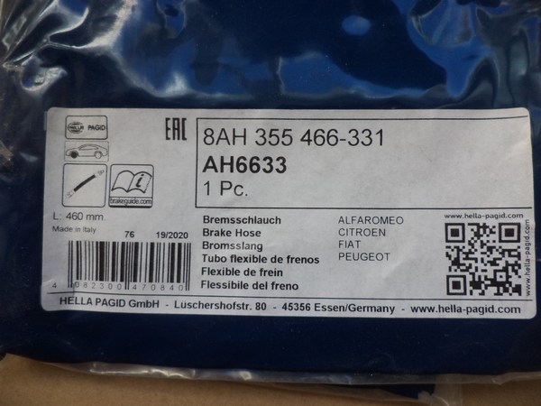 n°he526 lot flexible frein avant c25 j5 ducato 8ah355466331 ah6633 hella neuf DPA86