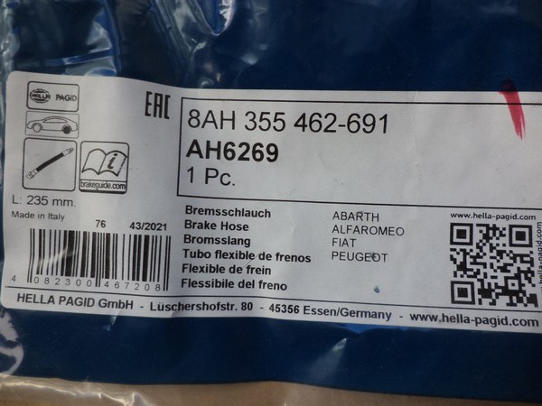 n°he527 lot flexible frein arriere peugeot 504 505 604 8ah355462691 ah6269 hella neuf DPA86