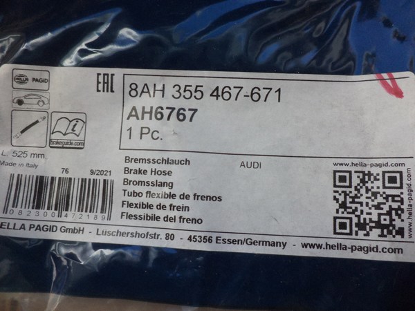n°he528 lot flexible frein avant audi A2 8ah355467671 ah6767 hella neuf DPA86