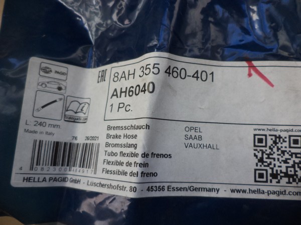 n°he530 lot flexible frein arriere saab 900 9.3 opel calibra vectra 8ah355460401 ah6040 hella neuf DPA86