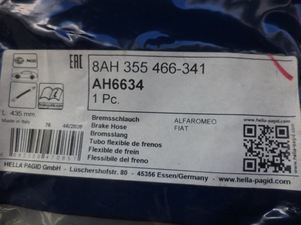 n°he534 lot flexible frein arriere alfa GT 156 multipla 8ah355466341 ah6634 hella neuf n°he534 lot flexible frein arriere alfa GT 156 multipla 8ah355466341 ah6634 hella neuf DPA86