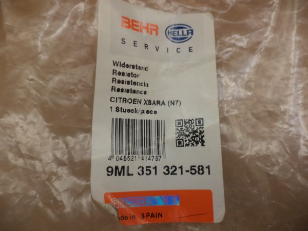 n°he553 résistance chauffage citroen xsara 9ml351321581 hella neuve DPA86