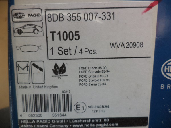 n°he559 jeu plaquette avant ford escort rs 2000 sierra xr4 scorpio 8db355007331 hella neuve t1005 n°he559 jeu plaquette avant ford escort rs 2000 sierra xr4 scorpio 8db355007331 hella neuve t1005 DPA86