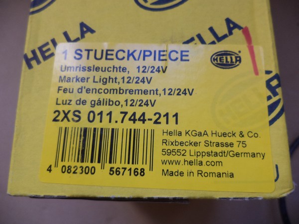 n°he599 Feu d&rsquo;encombrement gabarit gauche LED Semi remorque poids lourd hella 2xs011744211 DPA86