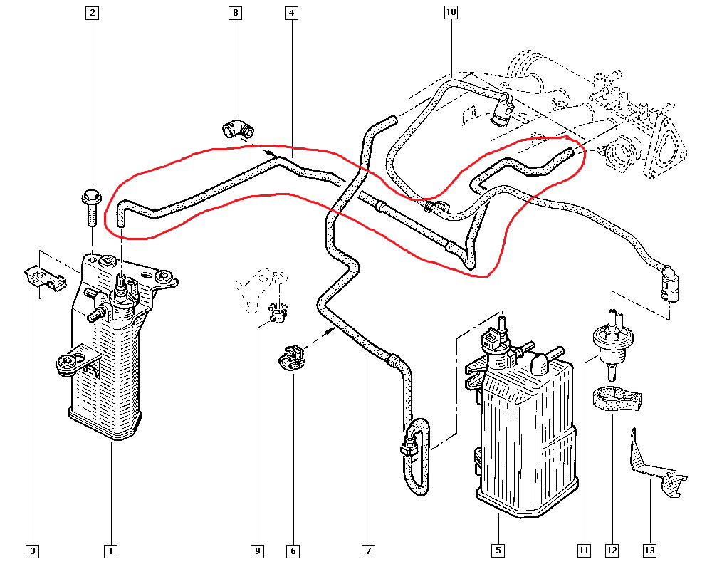 n°432 durite antipolution renault clio 2 twingo 7700114890 neuve authentique DPA86