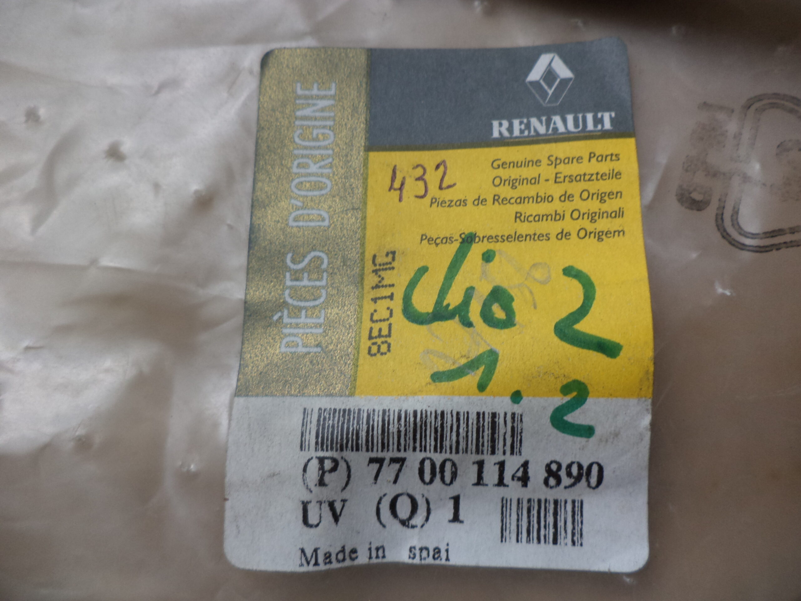 n°432 durite antipolution renault clio 2 twingo 7700114890 neuve authentique DPA86