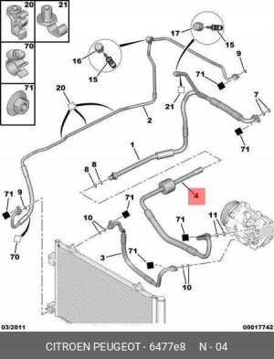 n°v146 tuyau climatisation citroen c5 c6 3.0 v6  647785 6477E8 neuf DPA86
