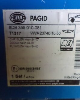 n°he689 jeu plaquette frein chrysler neon hella 8db355010081 neuve DPA86