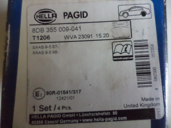 n°he698 jeu plaquette SAAB 9.5 8db355009041 hella neuve DPA86