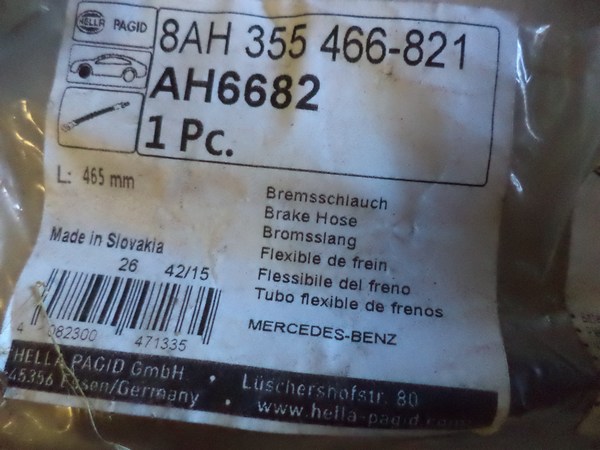 n°he704 2x flexible frein mercedes  HENSCHEL L206 8ah355466821 hella neuf DPA86