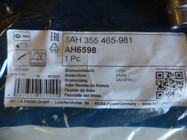 n°he711 2 x flexible frein SAAB 9.3 2002 / 2015 8ah355465981 hella neuf DPA86