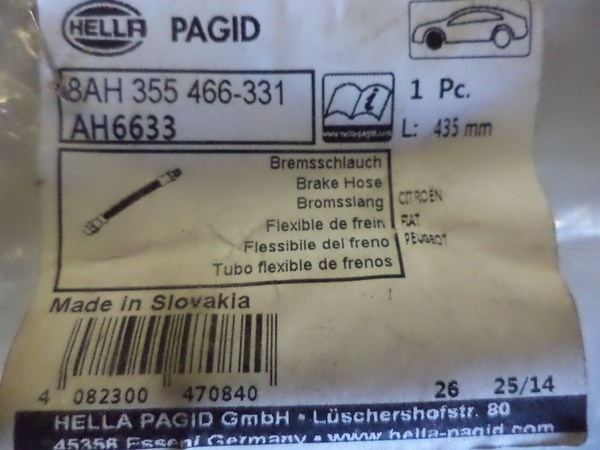 n°he716 2 x flexible frein citroen c25 fiat ducato peugeot J5 8ah355466331 hella neuf DPA86