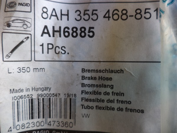 n°he717 2 x flexible frein VW transporter T4 8ah355468851 hella neuf DPA86