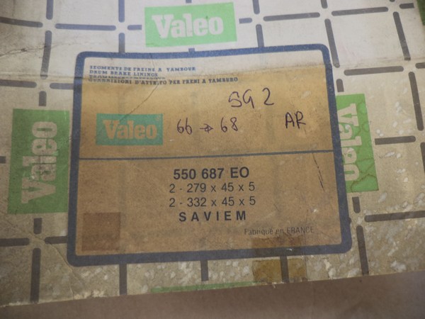 n°cf75 kit garniture arriere saviem SG2 1966 1968 valeo 550687EO neuve DPA86