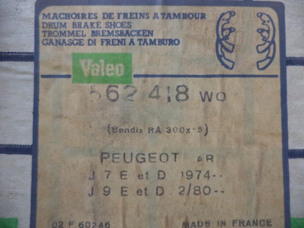 n°cf80 jeu garniture frein arriere Peugeot J7 J9 valeo 562418WO neuve n°cf80 jeu garniture frein arriere Peugeot J7 J9 valeo 562418WO neuve DPA86