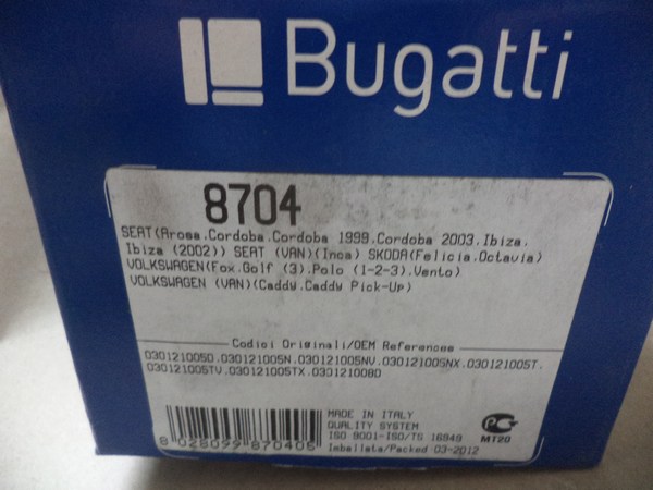 n°bg104 pompe eau VW polo 3 / 4 golf 3 / 4 caddy fox PA8704 bugatti neuve DPA86